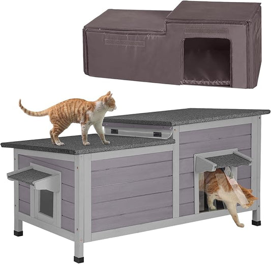 Outdoor Cat House with Insulated Liner Feral Cat Shelter for Winter, Heated Cat House for Outdoor Cats - 100% Insulated…