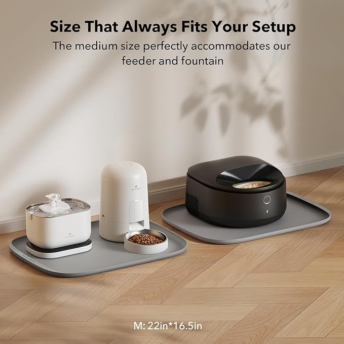 PETLIBRO Pet Mats for Dogs and Cats, Extra Large Dog Bowl Mat for Feeder or Fountain, Non-Slip Waterproof Pet Feeding Mat for PLAF103 Dual Tray, PLAF109, PLAF203 Dual Tray, PLAF301, 22''x16.5''