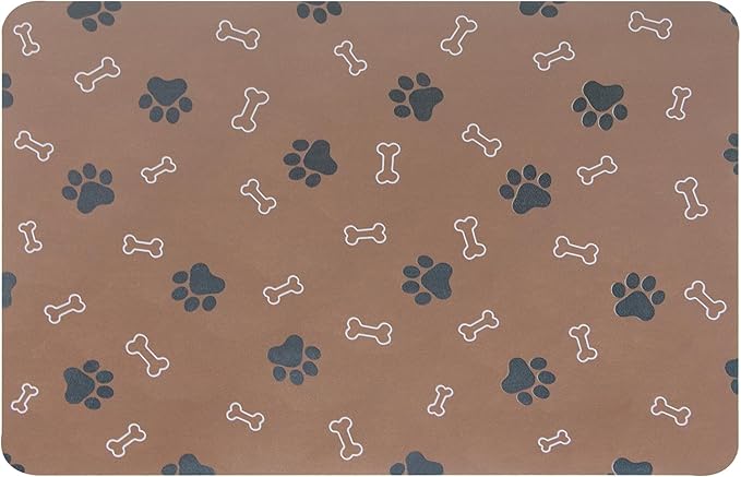 Pet Cat Dog Food Mat Non Slip Mat for Dog Water Bowl Mat Quick Dry Absorbent Cat Feeding Mat, 24 * 16.9 in, Brown