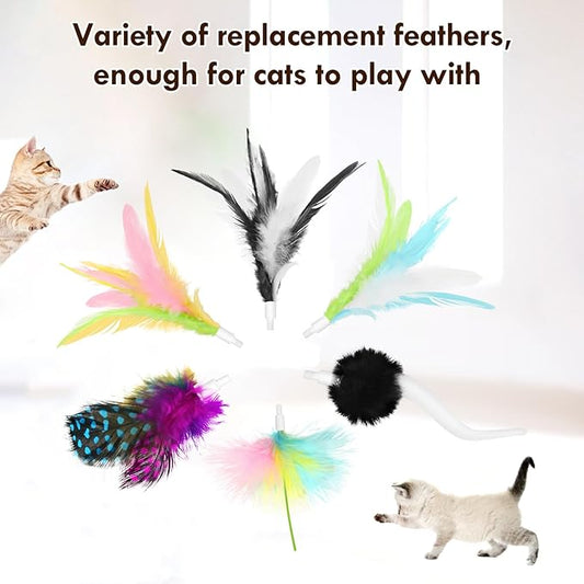 6 Pcs Feather Replacement Cat Toys for CT01 cat Toy Feather Accessories for Indoor Refills kittenToy Accessories