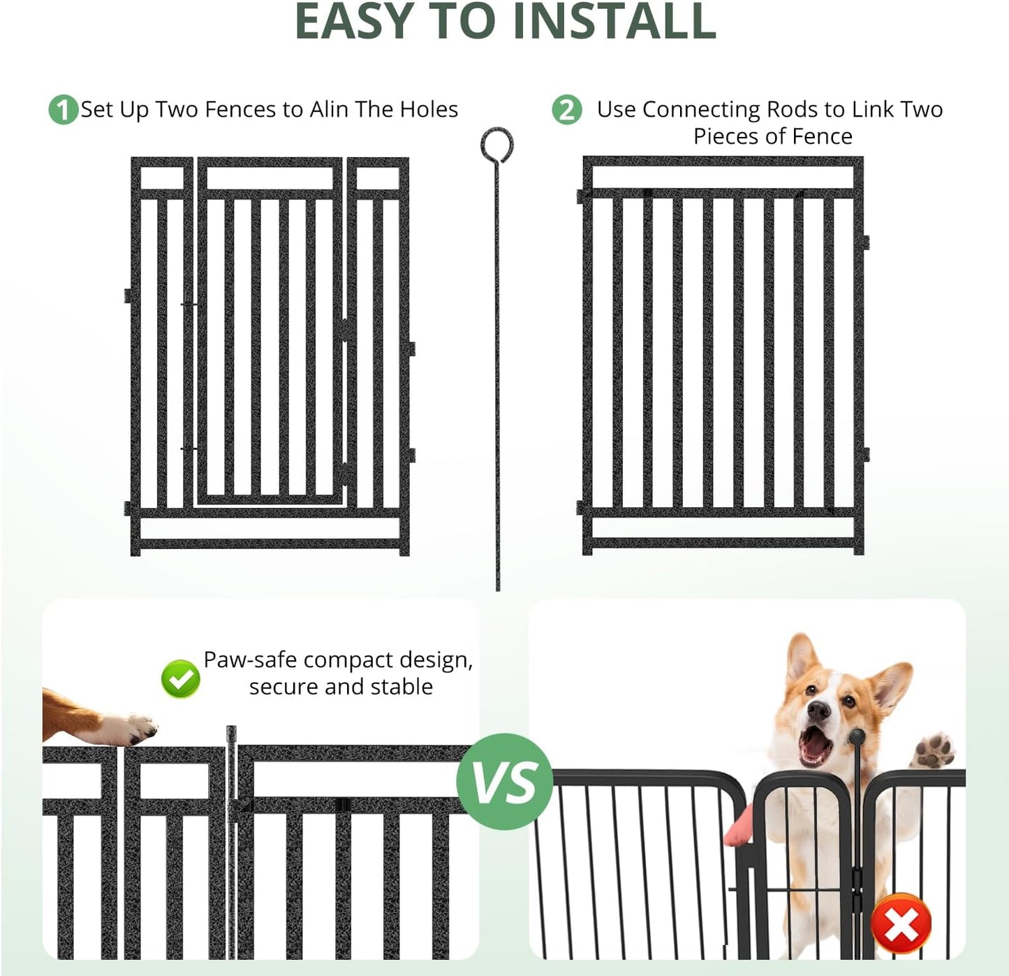 Dog Fence Outdoor Indoor, 40 Inch Height 24 Panels Dog Playpen for Large/Medium/Small Dogs Metal Dog Pen for Yard Camping and RV | Black-Silver