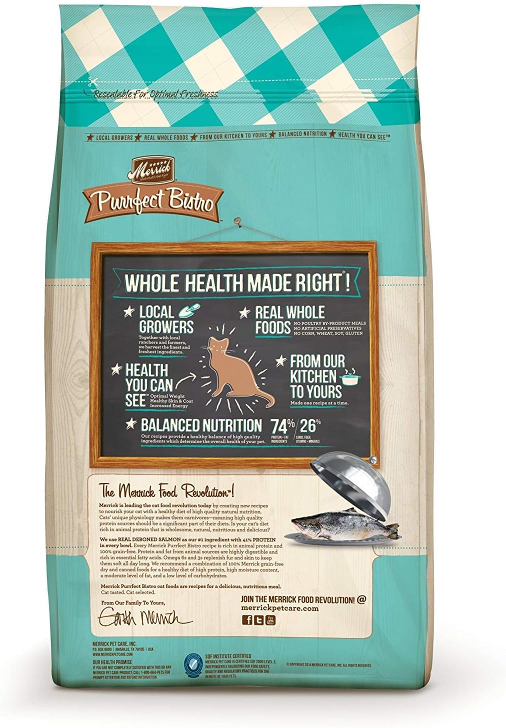 Merrick Purrfect Bistro Grain Free Natural Dry Cat Food For Adult Cats, Real Salmon And Sweet Potato Recipe - 12 lb. Bag