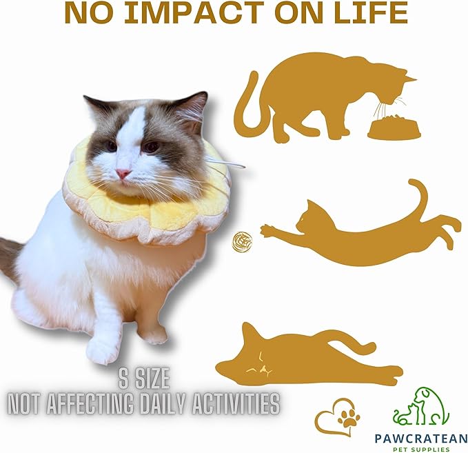 Adjustable Comfy Flower Style Elizabeth Collar for Cats Puppies Soft Recovery Cone Pet Protective Neck Collar (Yellow, Small)