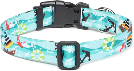 Mercano Adjustable Dog Collar - Special Design Patterns, Soft Nylon Comfortable Durable Pet Collar for Small Medium Large Dogs (L, Sail)