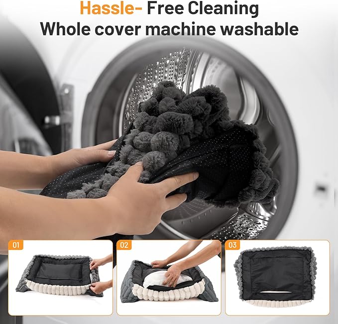 Washable Cat Bed Pet Chair - Cute Fluffy Supportive Cat Sofa for Indoor Kitten - Small Dog Bed with Comfortable Cusion