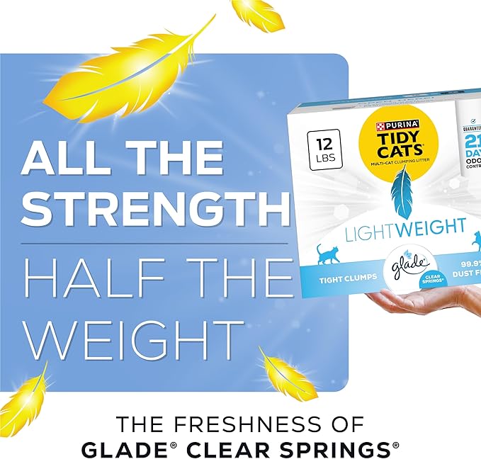 Purina Tidy Cats Lightweight with Glade Clear Springs Multi-Cat, Clumping, Low Dust, Scented Cat Litter - 12 lb. Box