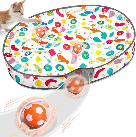 VIWIK Interactive Cat Toys for Indoor Cats, Hide and Seek Mouse Catching Game Cat Ball Toy, Automatic Motion Activated Kitten Toys, Low Noise Fast Rolling Ball in Play Mat for Bored Adult Cats