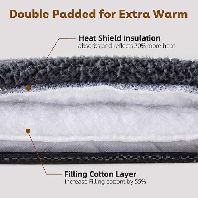 Self Warming Cat Bed Self Heating Pad 29 x 19 inch Thermal Pet mat for Indoor Outdoor Pets Double Filled Cat Mat with Washable Removable Cover Non-Slip Bottom (Dark Gray)