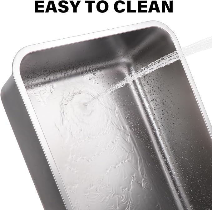 Stainless Steel Litter Box - Metal Cat Litter Box -4“ H Cat Litterbox Low Entry Pet Toilet Supplies for Kitty, Kitten, Rabbit, Puppy,No Stick Easy Clean-No Smell