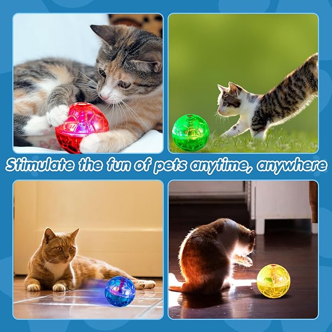Frienda 4 Pieces Ghost Hunting Cat Ball Motion Light up Cat Balls LED Motion Activated Pet Ball Motion Light up Interactive Toys Pet Glowing Mini Running Exercise Ball Toys(Multicolored)