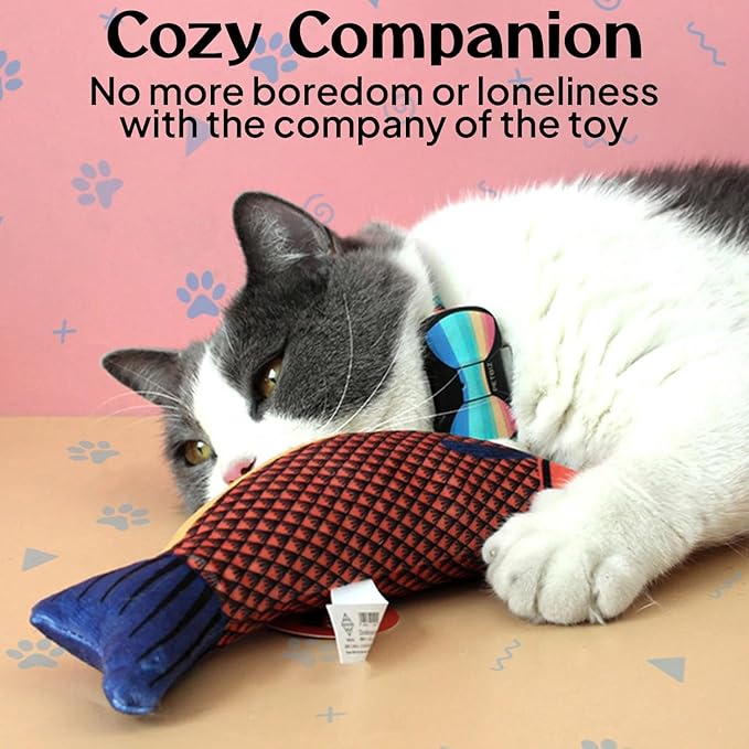 Fish-Shaped Cat Toys – Soft Plush Chew Toys for Indoor Cats, Durable Kicker Toys for Interactive Play, Promotes Exercise and Mental Stimulation – 3 Pack