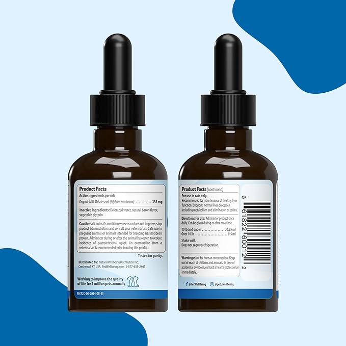 Milk Thistle for Cats - Milk Thistle Liver Detox Support, Organic Herb - Pet Wellbeing Vet-Formulated Holistic Supplement - 2oz (59 ml)