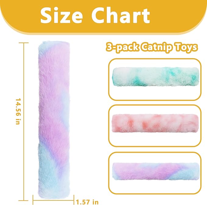 3 Pack Catnip Toys,Soft and Durable Cat Pillows Toys, Rich Color Catnip Toys,Indoor Interactive Cat Kicker Toy, Companion Toys for Cats (Pastel Set)