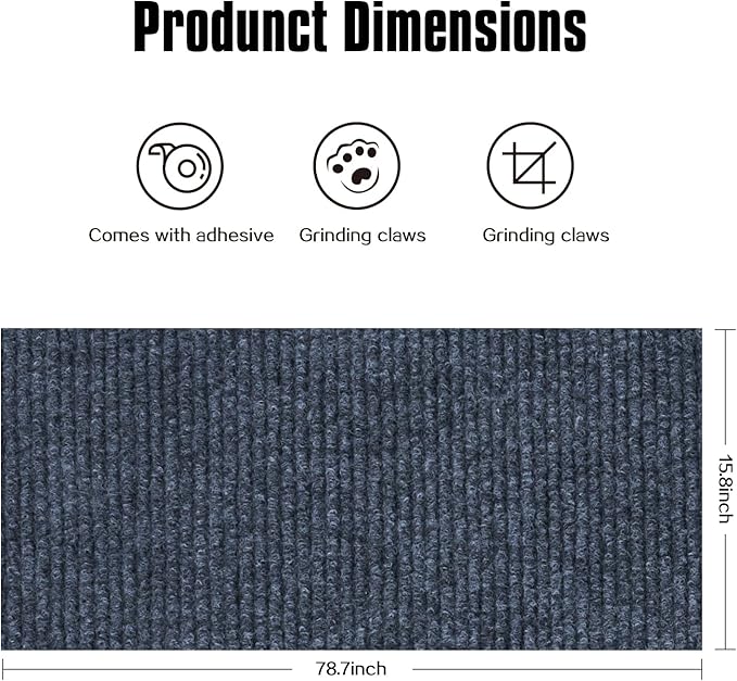 Cat Scratching Mat,Cat Scratch Furniture Protector, Trimmable Self-Adhesive Couch Protector,Carpet Replacement for Tree Shelves, Sofa and Scratching Post (78.7"x15.8",Dark Gray)