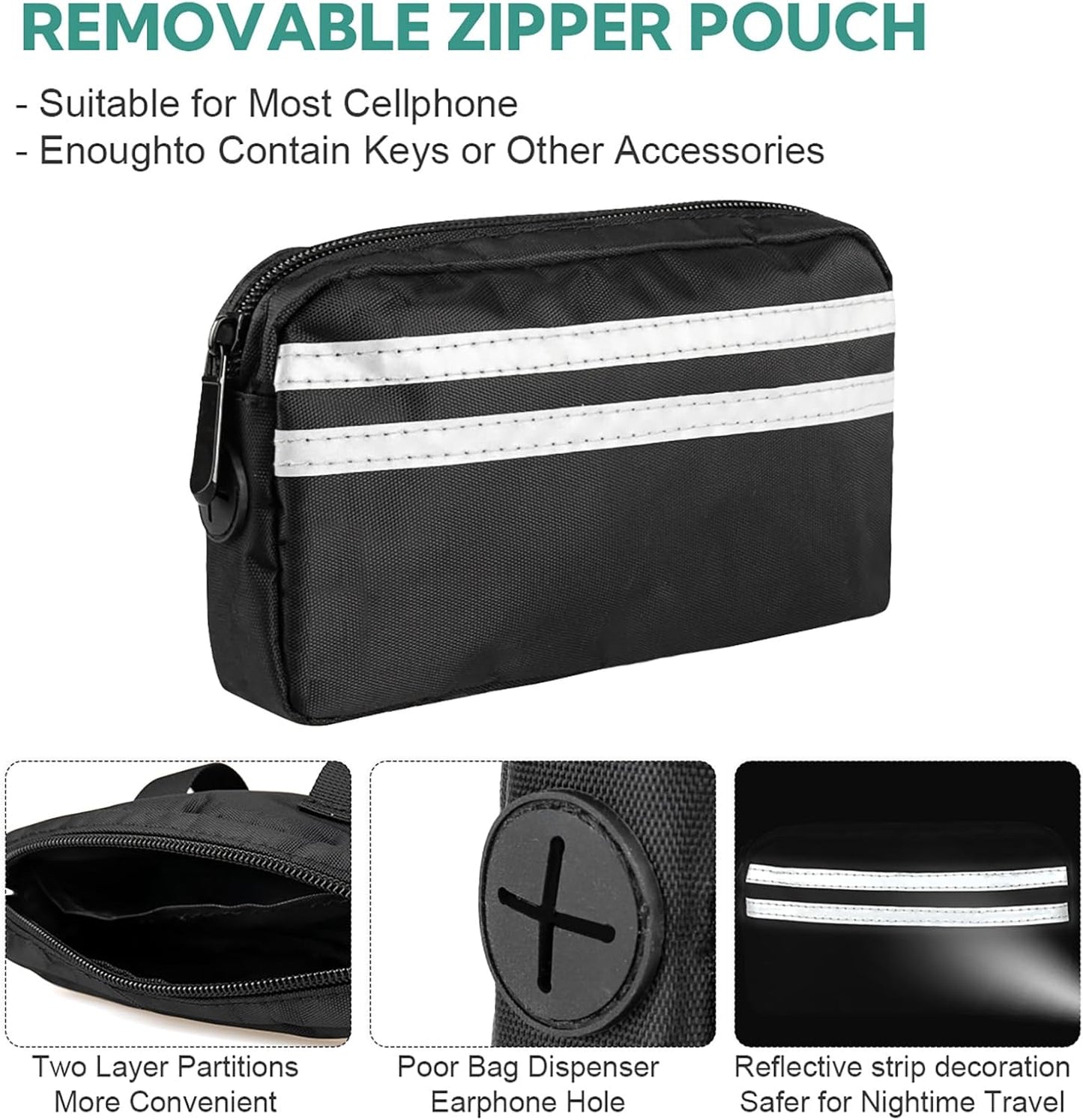 Hands Free Dog Leash, Retractable Bungee with Double Padded Handles, Waist Leash for Dog Walking, Heavy Duty Dog Leash for Medium & Large Dog, Dog Walking Accessories, Green