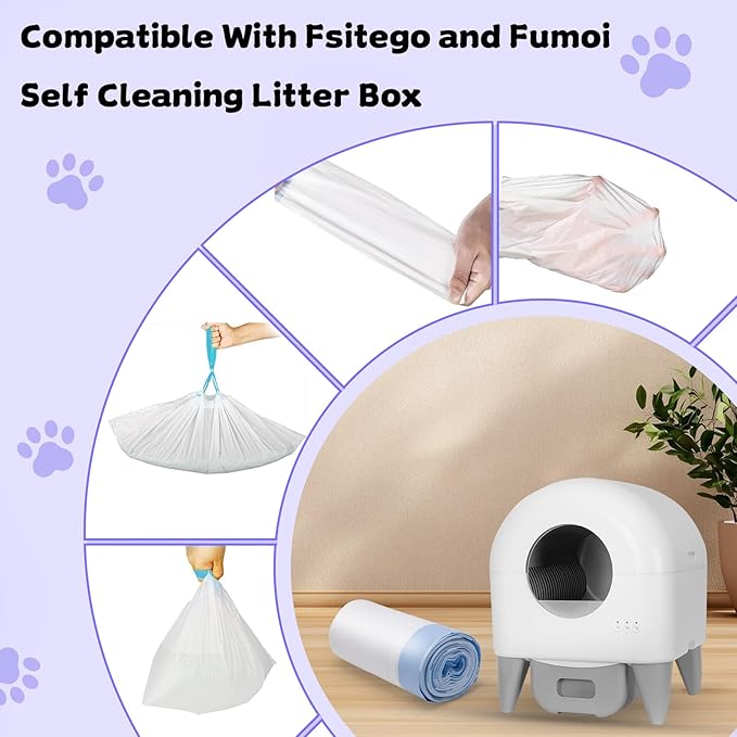 20 Count 26" x 11.8" Cat Litter Box Liners for Fsitego and Fumoi Self Cleaning Litter Box, Extra Thick Heavy Duty Cat Litter Bags Replacement, 3-4 Gallons of Capacity