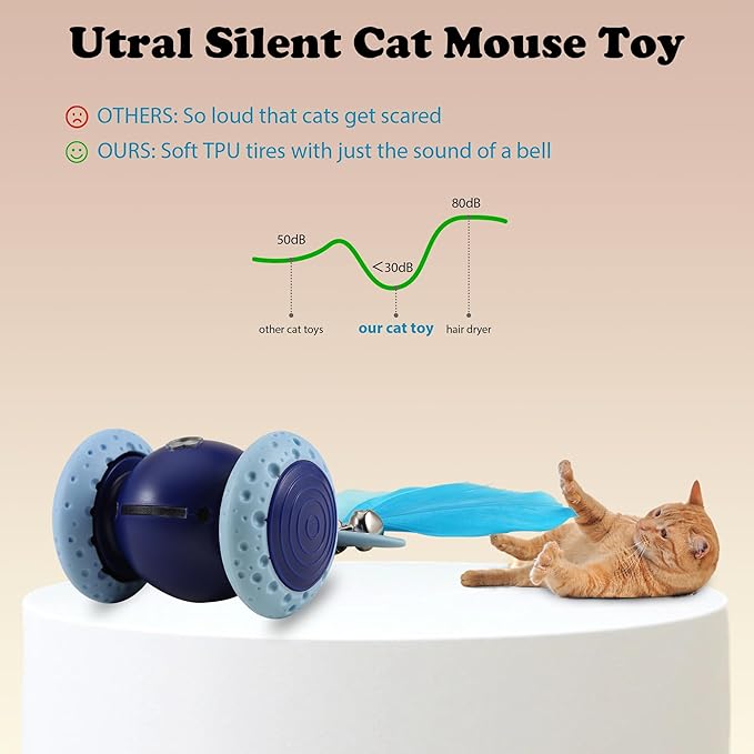 Interactive Cat Mouse Toy, Indoor Kitten Toys, Automatic Cat Wheel, Rechargeable