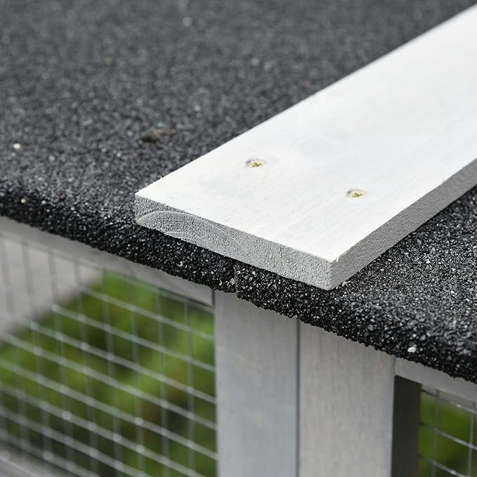 PawHut Outdoor Cat House Big Catio Wooden Feral Cat Shelter Enclosure with Large Spacious Interior, 6 High Ledges, Weather Protection Asphalt Roof, 71" L, Grey