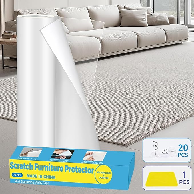 Cat Scratch Furniture Protector: Cat Anti Scratch Tape - Door Protector from Dog Scratching - Clear Training Self Adhesive Tape for Carpet, Sofa, Couch, Door(Transparent, 11.8" x 9.8FT)