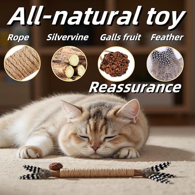 Cat Toys,14Pack Silvervine Cat Feather Toy Kitten Chew Stick Catnip Treat with Bell for Cleaning Teeth Indoor Kitty Teaser Wand Molar Snack Interactive Pet Rabbit Bunny Hamster Guinea Pig
