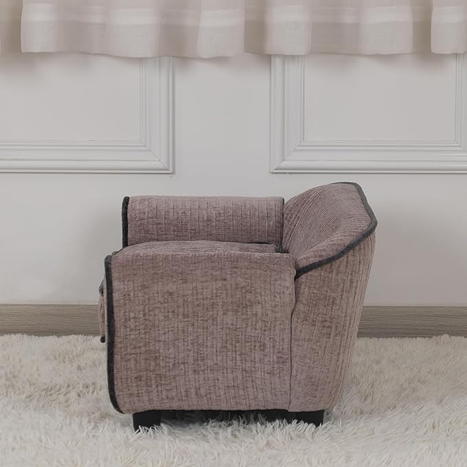 Pet Sofa/Dog Bed with Luxury Striped Fleece Pet Bed Animal Sleeping Bed， Small Dog and Cat Couch Bed (Light Brown)