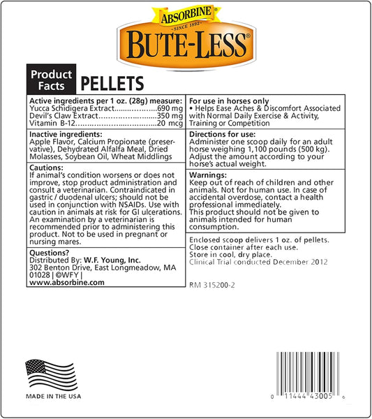 Bute-Less Comfort & Recovery Supplement Pellets, Healthy Inflammatory Response, 2 lb / 32 Day Supply
