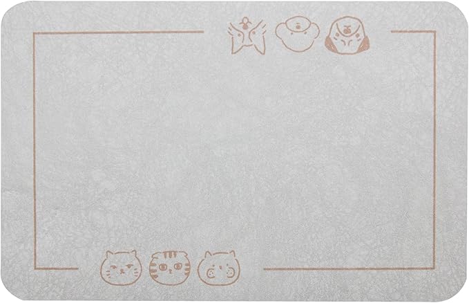 YCT Cat Pet Food Mat - Non-Slip Bottom Absorbent Quick Dry Feeding Mat for Dogs and Cats - Pet Supplies, 16.9"x24" Beige