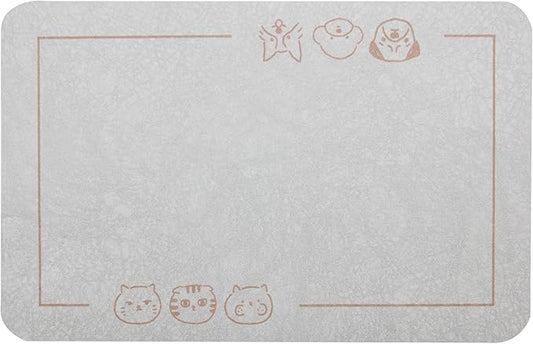 YCT Cat Pet Food Mat - Non-Slip Bottom Absorbent Quick Dry Feeding Mat for Dogs and Cats - Pet Supplies, 16.9"x24" Beige