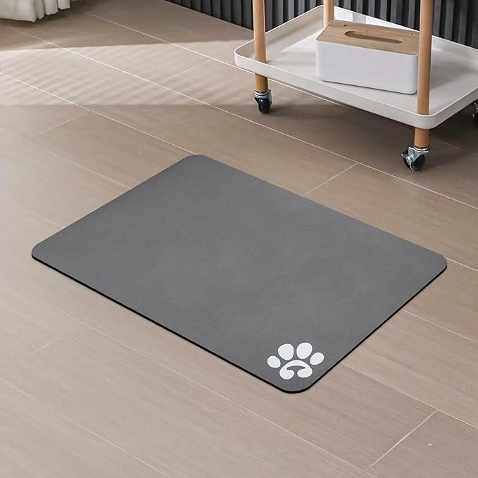 YCT Pet Cat Food Mats - Non-Slip Super Absorbent, 18.1 x 11.8 inches, Dark Grey