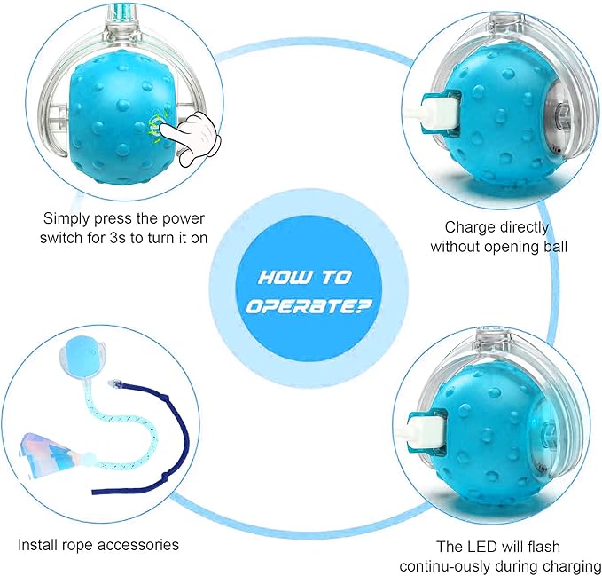 Interactive Cat Toys Ball for Indoor Cats,[2025 Newly Upgraded] Agile Moving Cat Ball with Elastic Mesh Tail,Automatic Kitten Toys for Bored Indoor Adult Cats,Motion Activated (Blue)