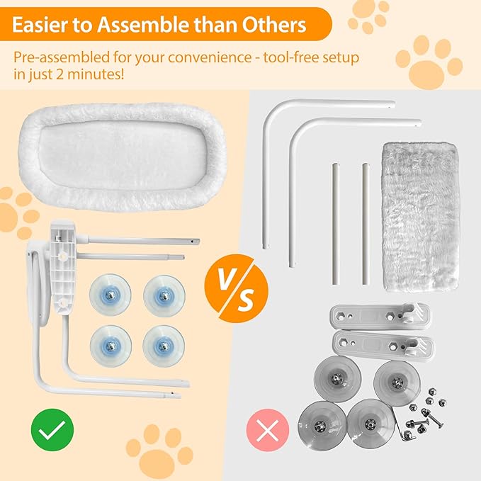 L&W BROS. Cat Window Perch Cushion Bed Cat Window Hammock with 4 Updated Suction Cups Easy to Assemble Cat Window Bed for Heavy Large Cats (L 1Pc)