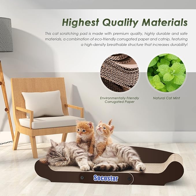 Extra Large Cat Scratcher Sofa Bed 27.6 x 11 Inches- Cat Scrathing Cardboard,100% Recycled Paper Cat Scratchers for Indoor Cats - Cat Scratcher Lounge, Cat Scratch Pad - Cardboard Cat Bed Couch