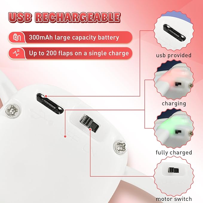 Cat Toys, Flapping Wings Woodpecker, No Flying, Chirping Bird Interactive Catnip Toy for Kitten or Small Dogs, Touch Activated, Rechargeable, 3 Modes