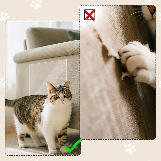 Cat Scratch Furniture Protector, Easy to Remove Couch Scratch Guard,Couch Protector from Cat Claws,Furniture Protection Pads and Cats Training Tape(10-Pack)
