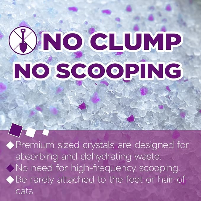 Made4Pets Cat Litter Crystals Kitty Litter Odor Control Crystal Litter Non Clumping No scooping Low Dust, Low Tracking, Lightweight, Dehydrates Waste,Lavender– 19.8 lbs (6 x 3.3 lb Packs)