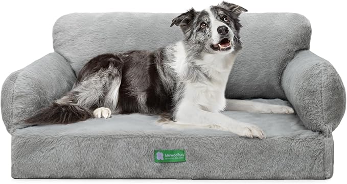 MEWOOFUN Orthopedic Dog Bed Sofa for Small Medium Dogs, Cat Bed for Indoor Cats, Egg- Foam Pet Bed Dog Couch with Removable Washable Cover and Non-Slip Bottom (Large, Grey)