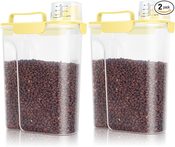 TBMax Dog Cat Food Storage Containers 2 Pack 10 Lbs to 14 Lbs Airtight Pet Food Container Dispenser with Large Spout & Portable Handle, Travel Dog Treat Cat Food Storage Bin Bird Seed Container