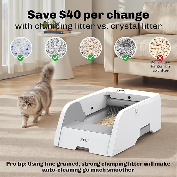 2 in 1 Self Cleaning Litter Box with APP Control, Open or Covered Canopy Design to Meet Cats' Varying Preferences, Large Automatic Cat Litter Box Self Cleaning for Multiple Cats, Quiet & Safe