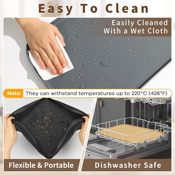 Silicone Pet Feeding Mat with Raised Edge & Residue Collection Pocket for Food and Water, Dog Bowl Mats, Cat Bowls Placemat with High Lip for Floor Waterproof, 19 x 12 x 0.7 Slate Blue