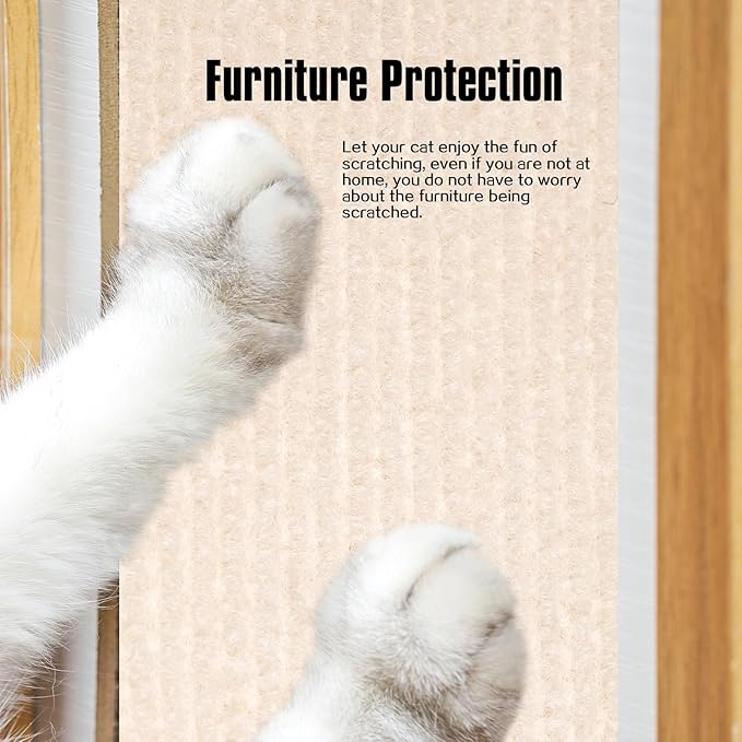Cat Scratching Mat,Cat Scratch Furniture Protector, Trimmable Self-Adhesive Couch Protector,Carpet Replacement for Tree Shelves, Sofa and Scratching Post (78.7"x15.8",Beige)