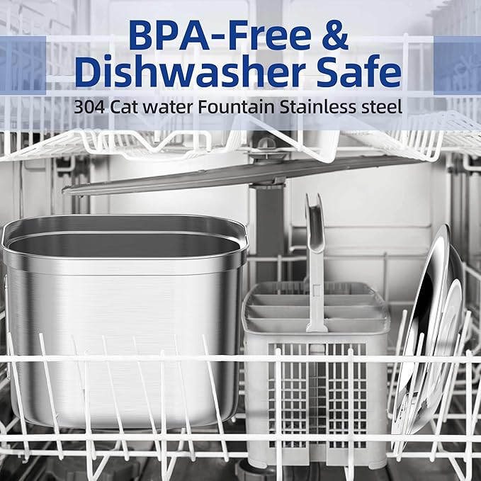 Cat Water Fountain, Stainless Steel Pet Water Fountain for Cats Inside, 3 Filters&Ultra-Quiet Pump, 2.2L/73oz Automatic Dog Dispenser Water Bowl, Multiple Pets Water Fountain