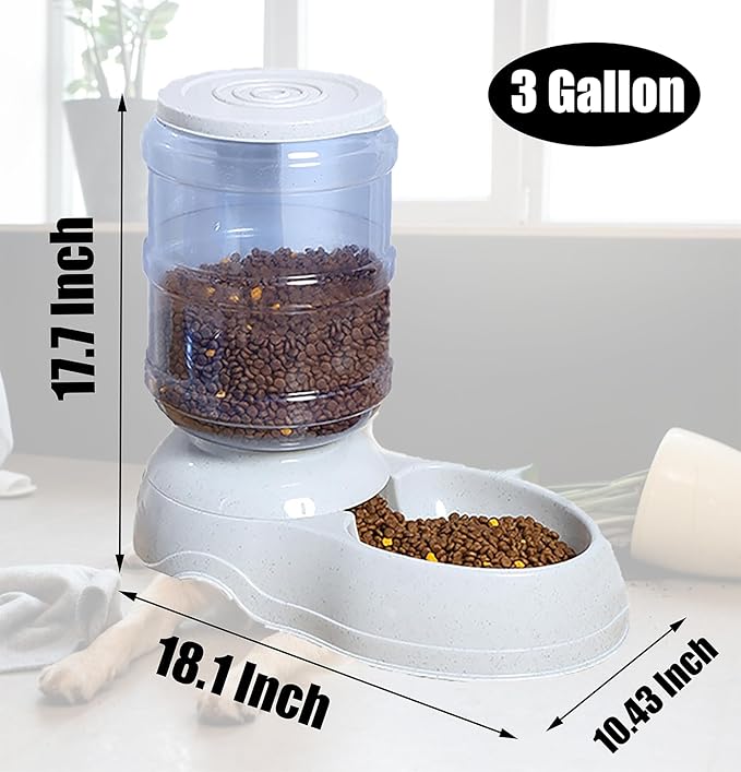 Automatic Dog Feeders for Large Dogs,Gravity Dog Food Dispenser,Automatic Cat Feeder Food Dispenser,Pet Feeder Station Travel Supply Feeder for Large Dog, Gray