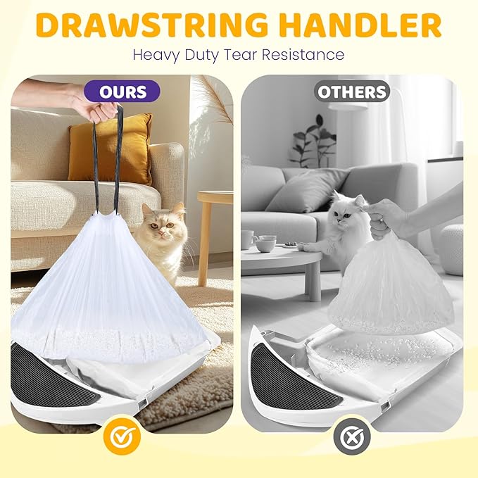 160 Count Cat Litter Box Liners with Drawstring Compatible with Litter-Robot 3/4 Heavy Duty Cat Litter Bags Waste Bags Replacement