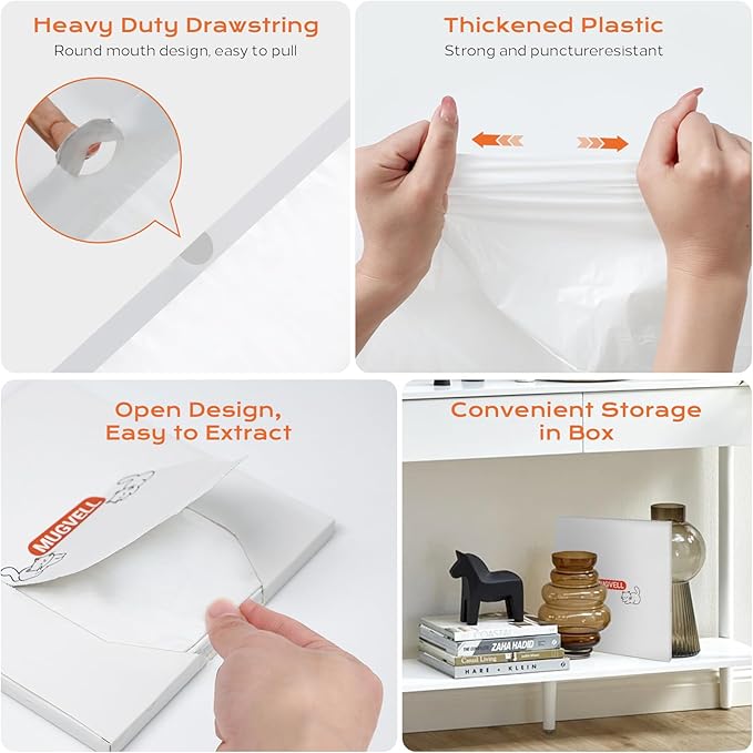 Cat Litter Box Liners 6 Count, 37" x 18" Jumbo Cat Litter Bags with Drawstring, XL Heavy Duty Litter Pan Liners, Litter Box Liners Tear Leak Resistant for Pet Supplies Simple Access