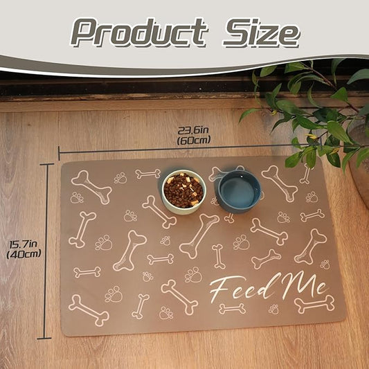 Le courant Absorbent Pet Mat Dog Cat Mat for Floors Waterproof，Cat Placemat Mat for Feeding Bowls - No Stains No Sliding Quick Dry Dog Water Mat Eating Mat Dish Mat-15.7x23.6 in