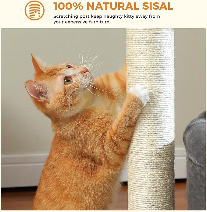PEQULTI Cat Tree Cat Tower with Sisal-Covered Scratching Posts and Extra-Large Cat Perch Suitable for Small to Medium Cats