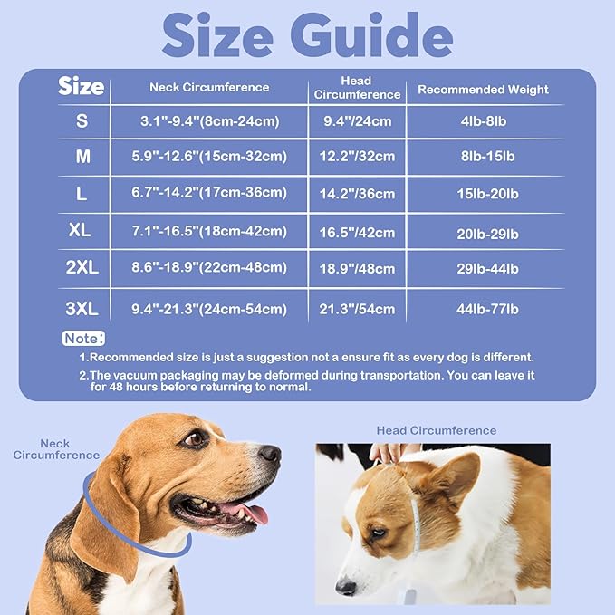 IDOMIK Dog Recovery Collar, Waterproof Soft Dog Cone After Surgery, Comfy Protective Elizabethan Collar Alternative for Dogs Cats, Adjustable Pet Neck Donut Cone Anti-Licking Biting Wounds,Blue,XL