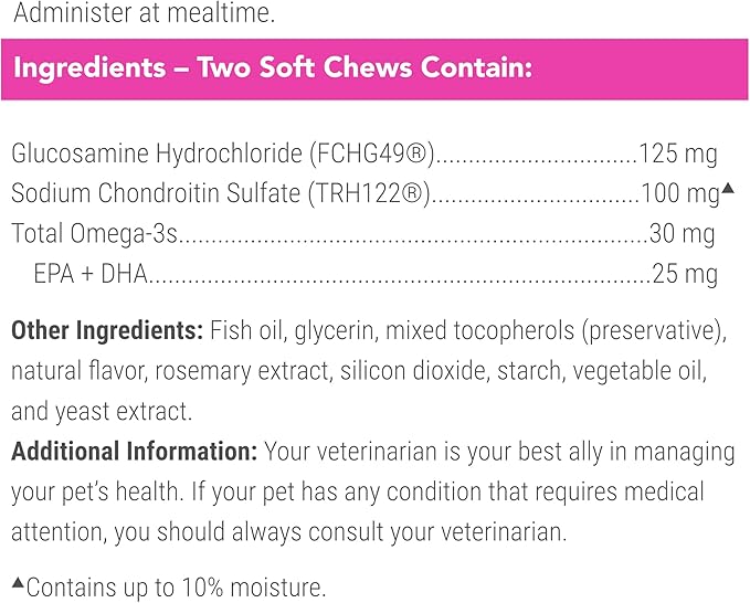 Nutramax Cosequin for Cats Joint Health Supplement, Contains Glucosamine for Cats, Plus Chondroitin and Omega-3s, Supports Joint and Skin and Coat Health, Soft Chews, 60 Count