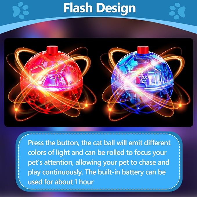 Sratte 6 Pieces Ghost Hunting Cat Ball Activated Cat Toy Motion LED Light Pet Balls Motion Dog Interactive Pet Toys Glowing Mini Running Exercise Supplies for Animals Activity (Bright Color)