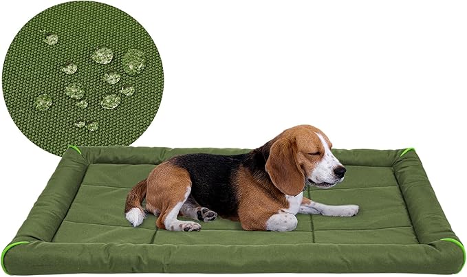 Miguel Oxford 900D Outdoor Waterproof Dog Bed for Metal Dog Crates Water-Resistant All Weather Pet Mat Durable Easy Wipe Clean Travel Indoor Outdoor Puppy Cat Crate Bed 30inch, Green